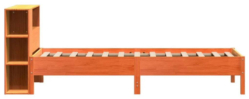 Cama com estante sem colchão 75x190cm pinho maciço castanho-mel