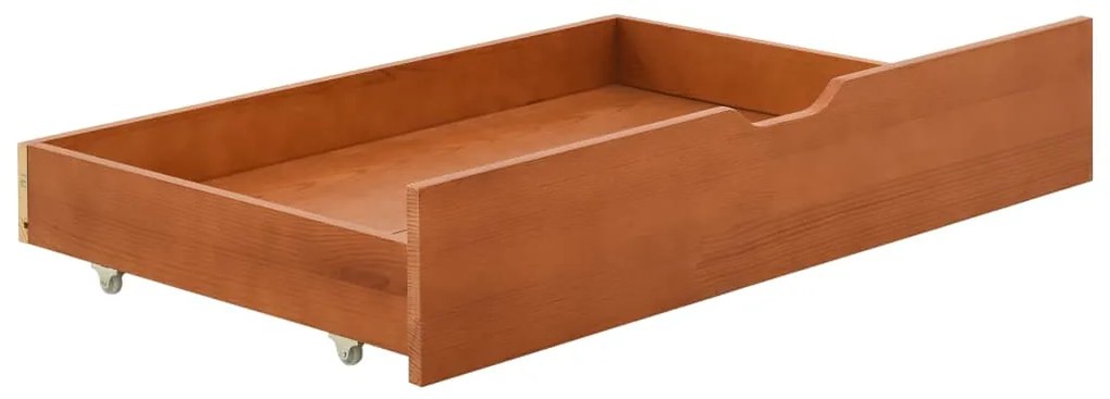 Estrutura cama c/ 2 gavetas 90x200 cm pinho maciço castanho mel