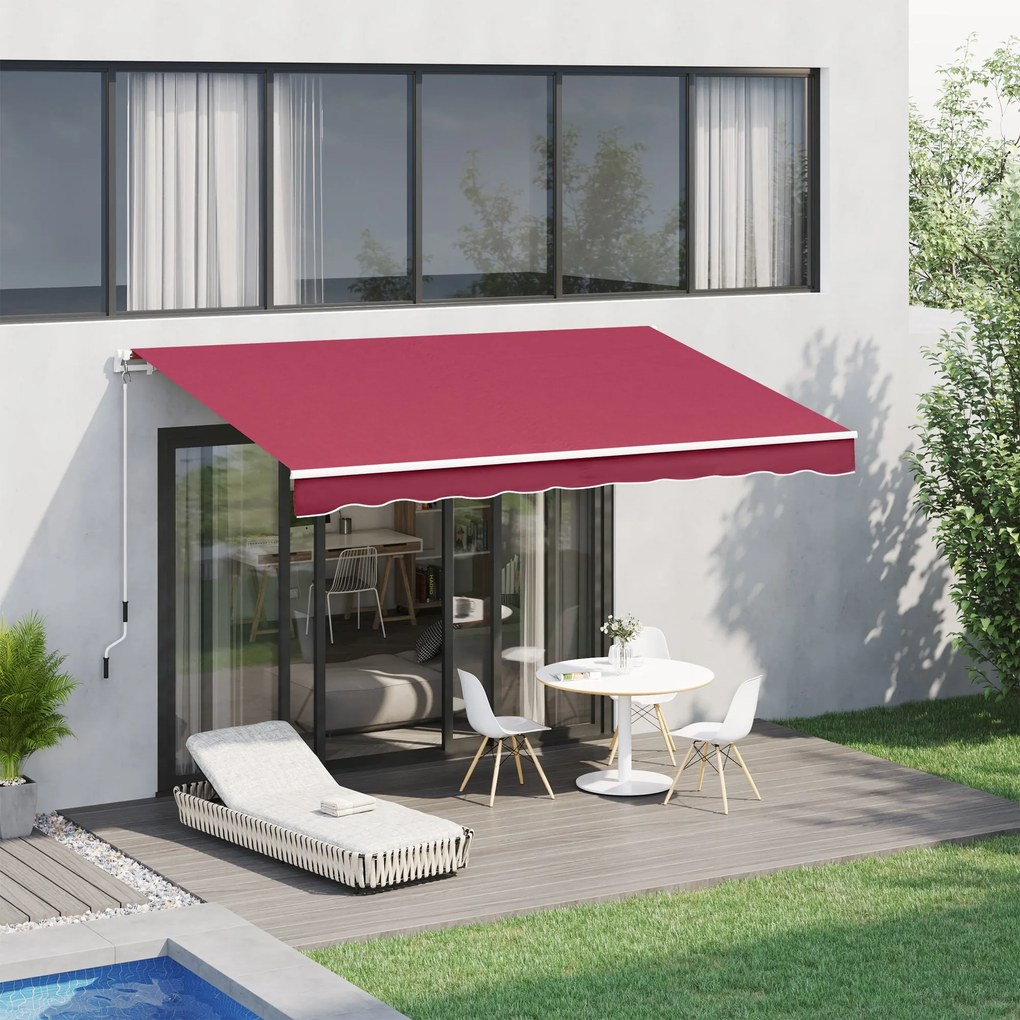 Outsunny Toldo Manual 395x245 cm Toldo de Varanda Pátio com Manivela d