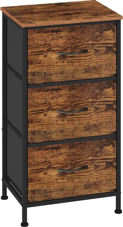 Cómoda com 3 gavetas forradas a tecido 30 x 39,6 x 73,7 cm Castanho-preto