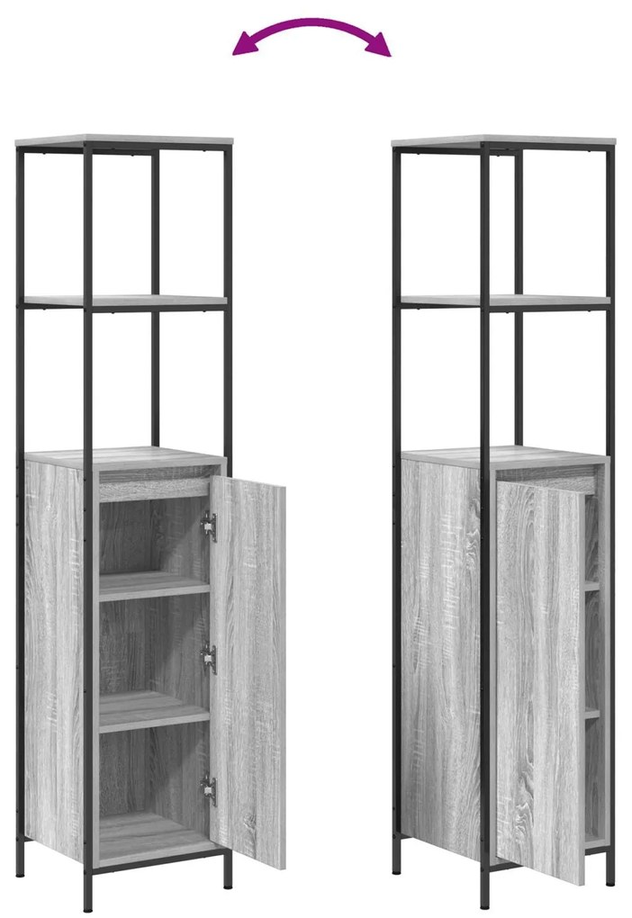 Conjunto de Móveis para Banheiro 2 Peças vidaXL Cinza Sonoma Madeira E