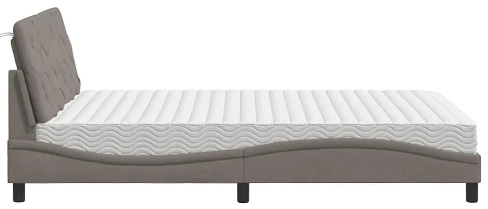 Cama com colchão 140x200 cm tecido castanho-acinzentado