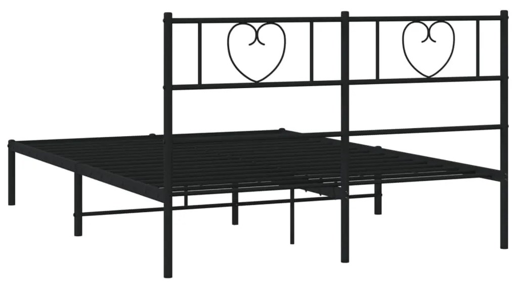 Estrutura de cama com cabeceira 120x190 cm metal preto