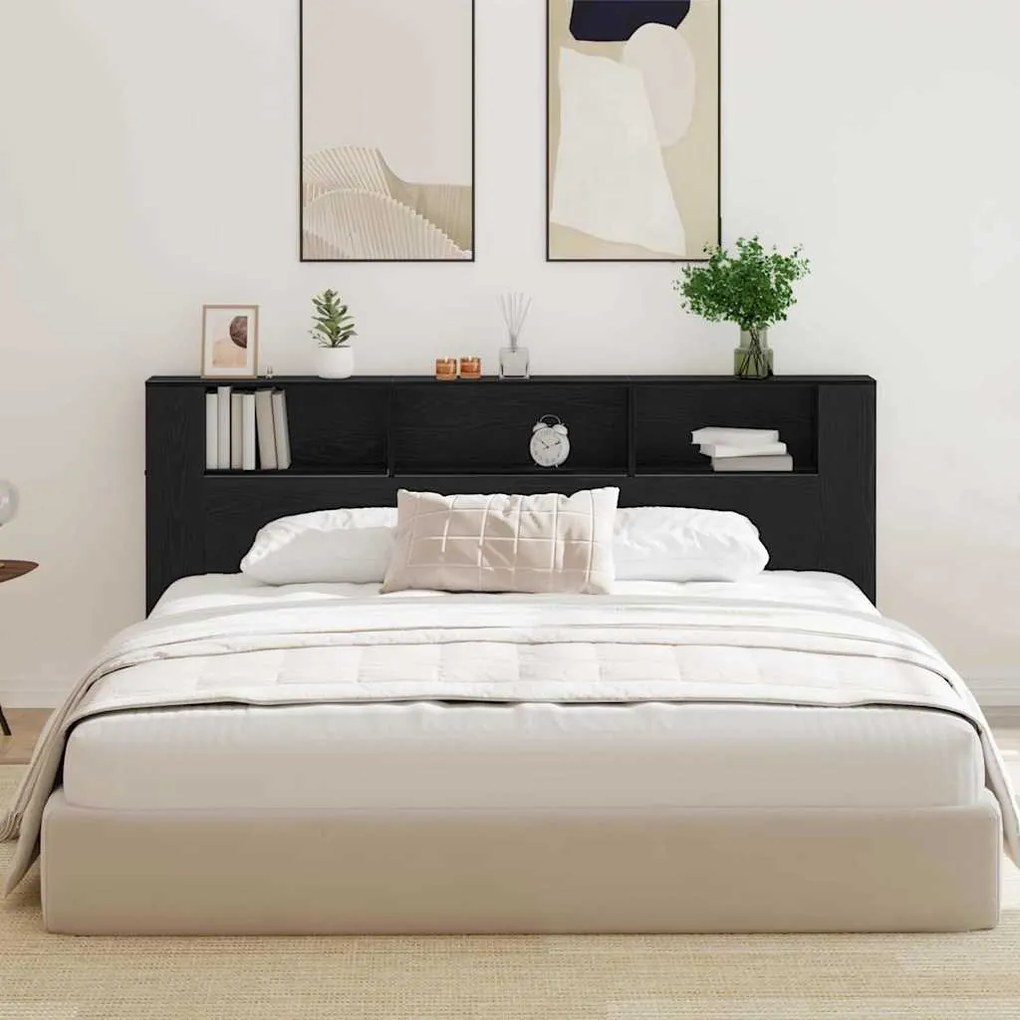 Cabeceira Cabinet vidaXL Preto Carvalho 220x18,5x104,5 cm