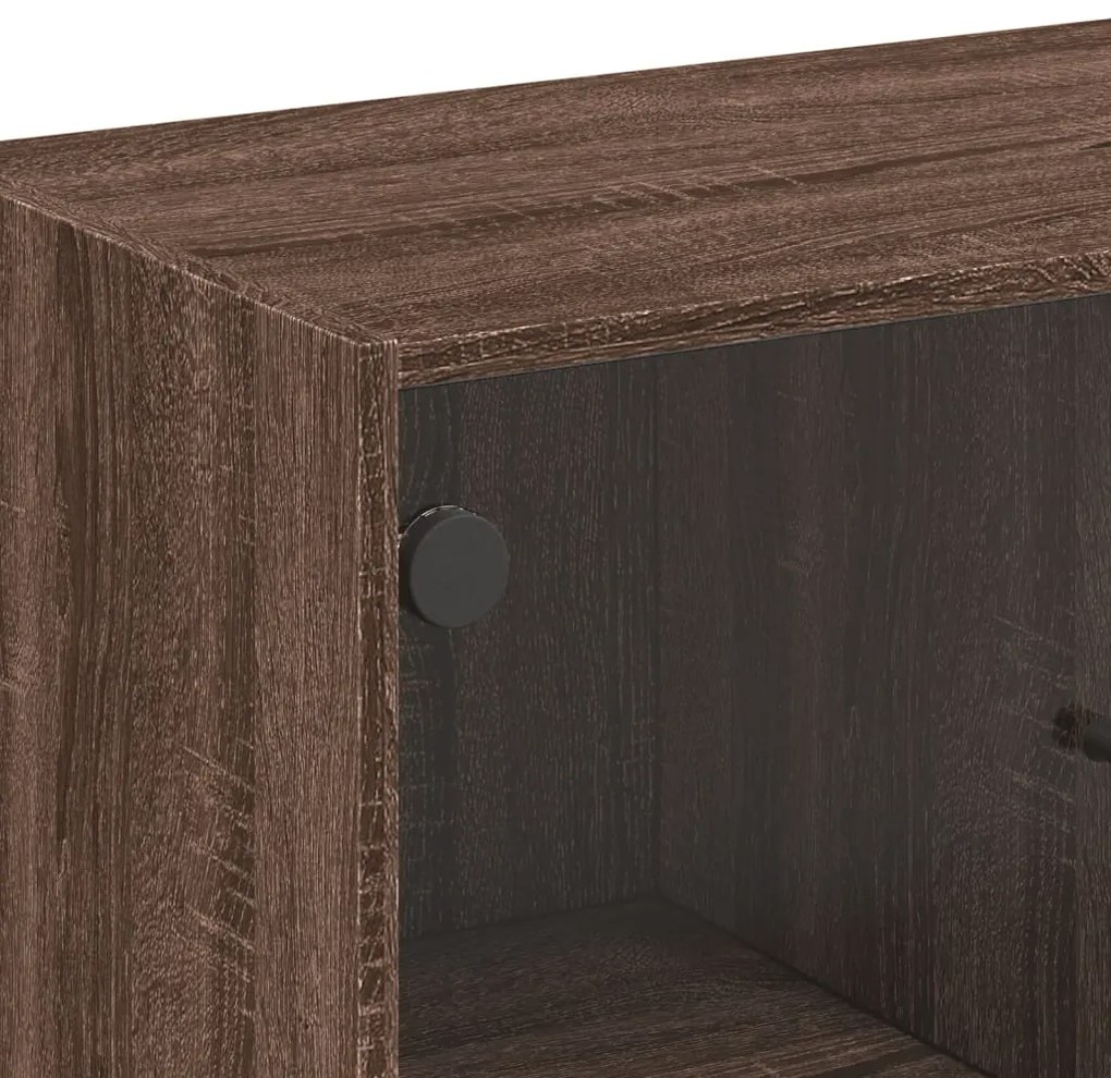 Armário de apoio c/ portas vidro 68x37x75,5cm carvalho castanho