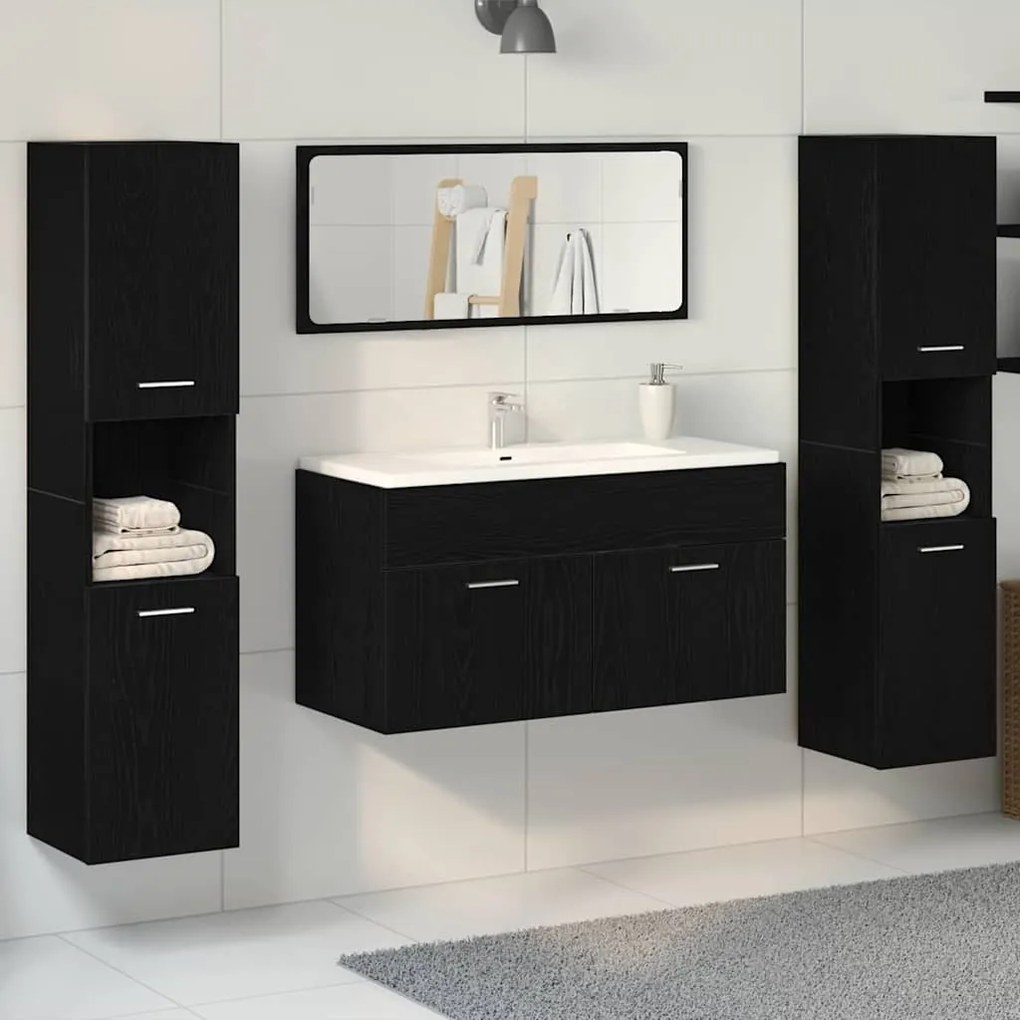 vidaXL Conjunto de Móveis Pra Banheiro com porta 4 pcs Carvalho Preto