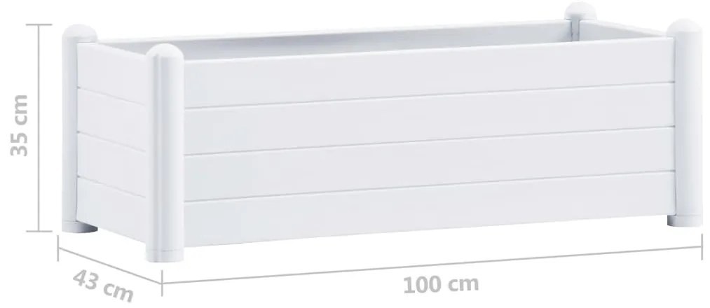 Canteiro elevado para jardim PP 100x43x35 cm branco