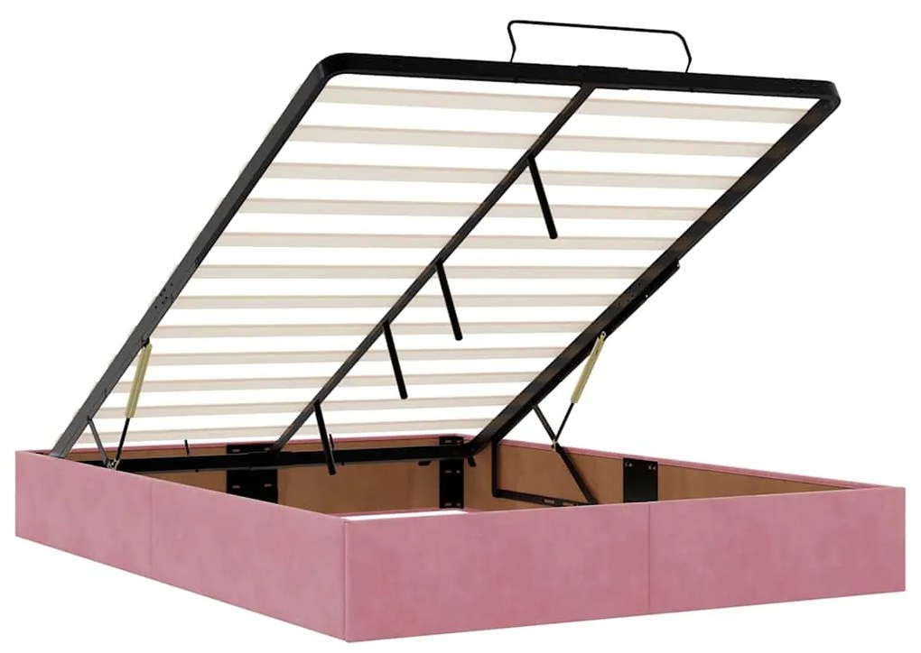 Estrutura de cama otomana sem colchão 140x200 cm veludo rosa