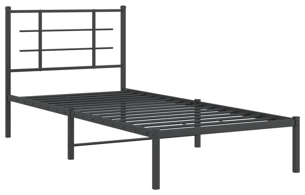 Estrutura de cama com cabeceira 90x200 cm metal preto