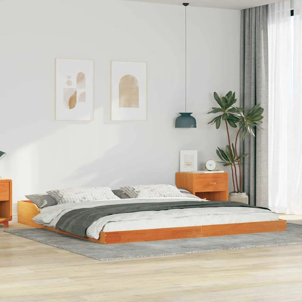 vidaXL Estrutura da Cama Marrom Cera 180 x 220 cm