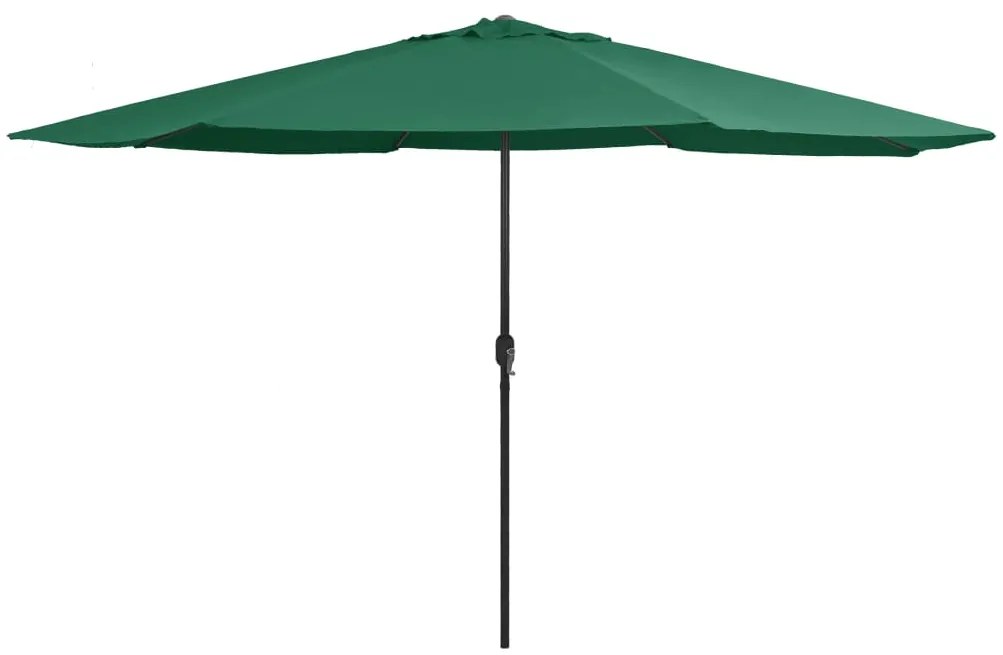 Guarda-sol de jardim com poste de metal 390 cm verde