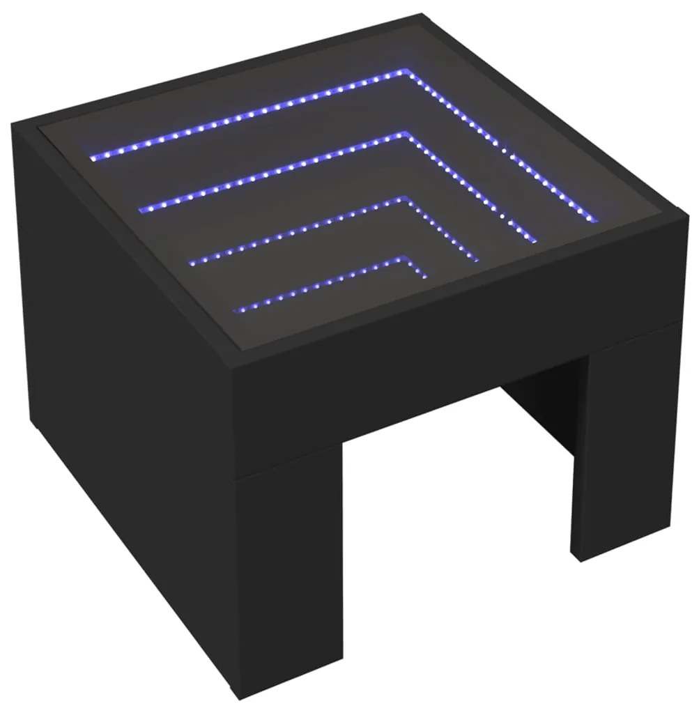 Mesa de centro com luzes LED Infinity 40x40x30 cm preto