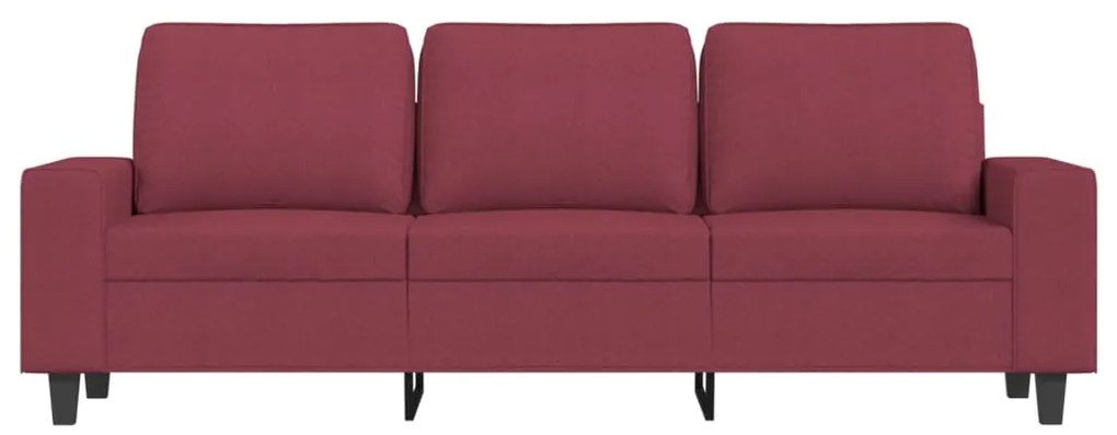 Sofá de 3 lugares com apoio de pés 180 cm tecido vermelho tinto