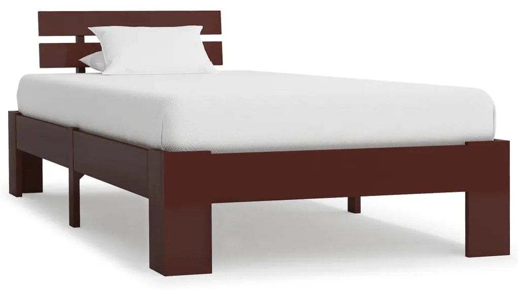 vidaXL Estrutura de cama 100x200 cm pinho maciço castanho-escuro