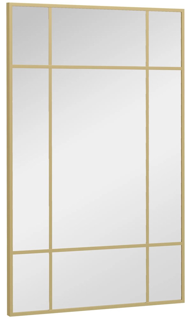 HOMCOM Espelho de Parede Retangular 90x60 cm com Moldura de Metal Espelho Decorativo para Sala Quarto Entrada Dourado | Aosom Portugal