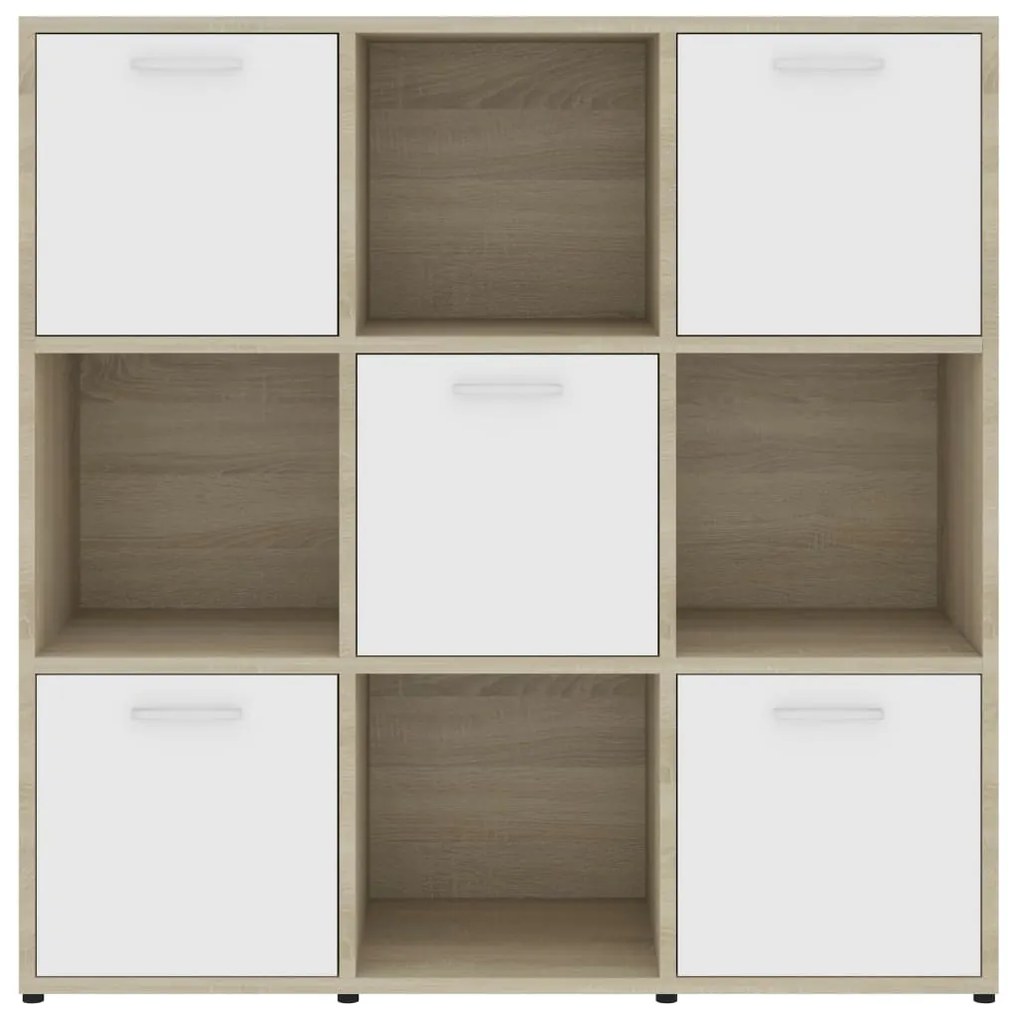 Estante 90x30x90 cm contraplacado cor branco e carvalho sonoma