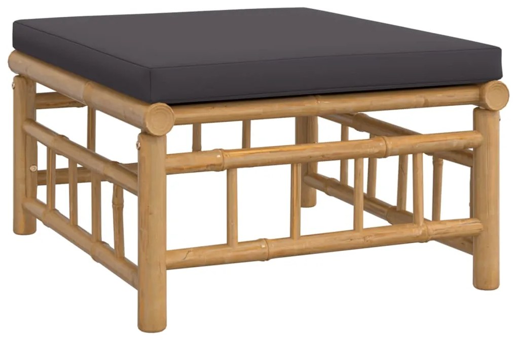 10 pcs conj. lounge de jardim bambu c/ almofadões cinza-escuros