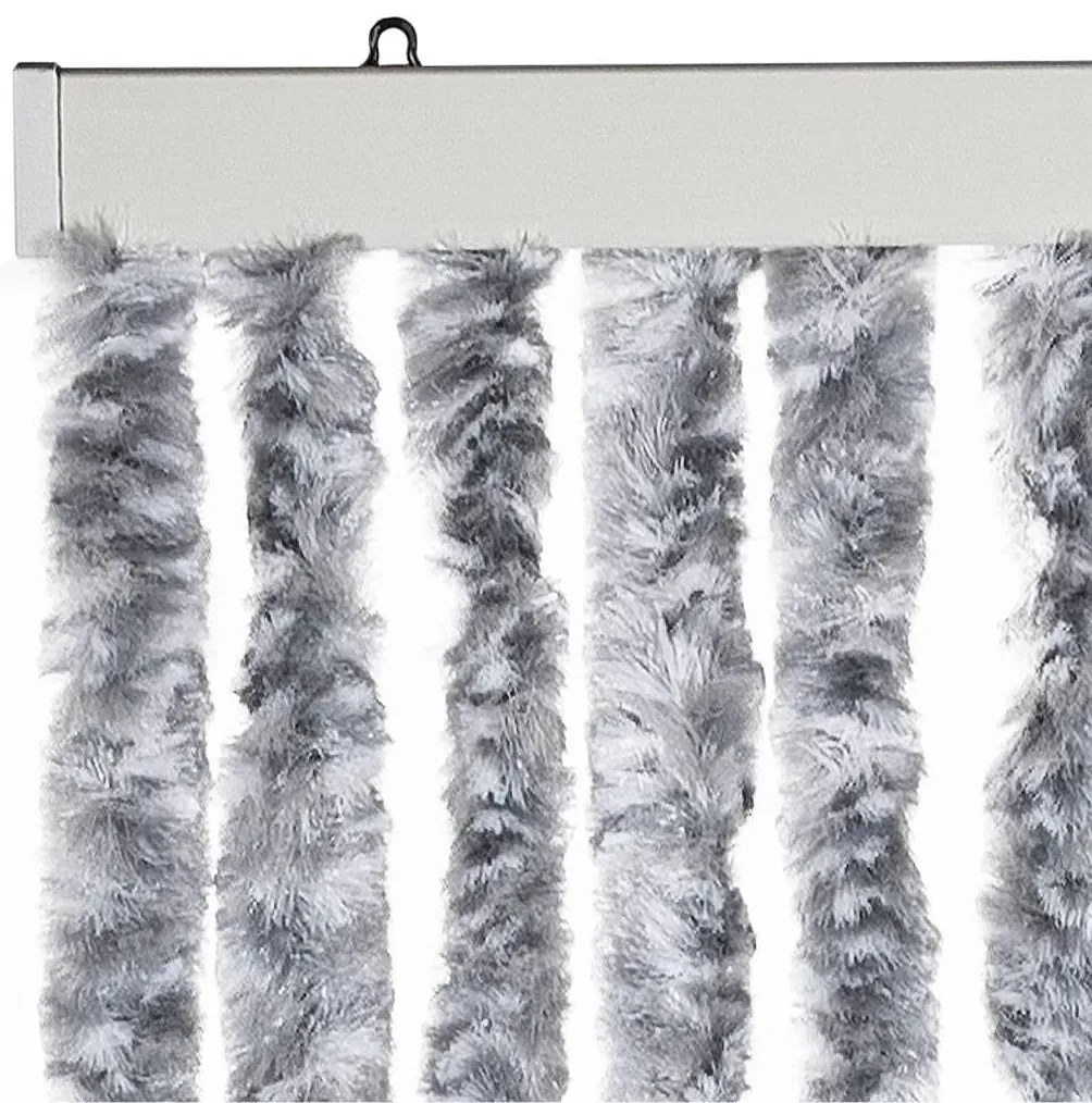 Cortina anti-insetos 100x230 cm chenille branco e cinzento