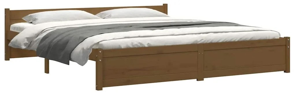 Estrutura de cama 200x200 cm madeira maciça castanho mel