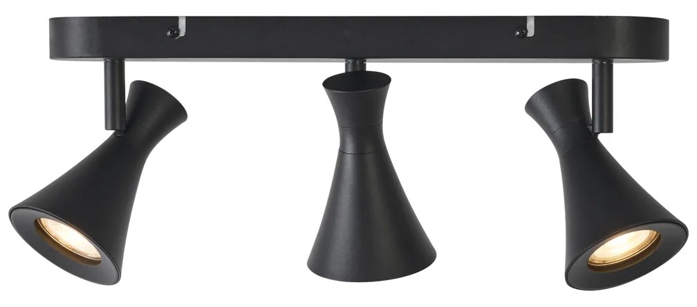 Foco de teto moderno preto ajustável de 3 luzes - Triangle Moderno