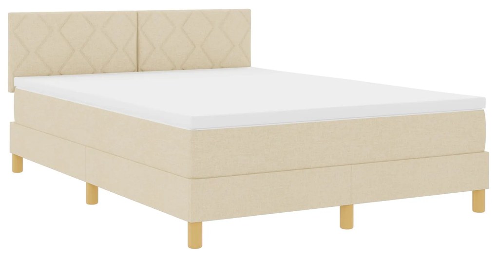 Cama Box Spring com Colchão Creme 140x190 cm Tecido
