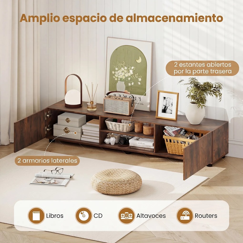 Móvel para TV, 160 x 35 x 30 cm, Para Televisores até 70 Polegadas, Castanho