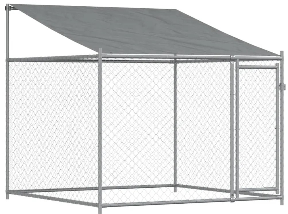 Jaula para cão com telhado/porta 8x2x2 m aço galvanizado cinza