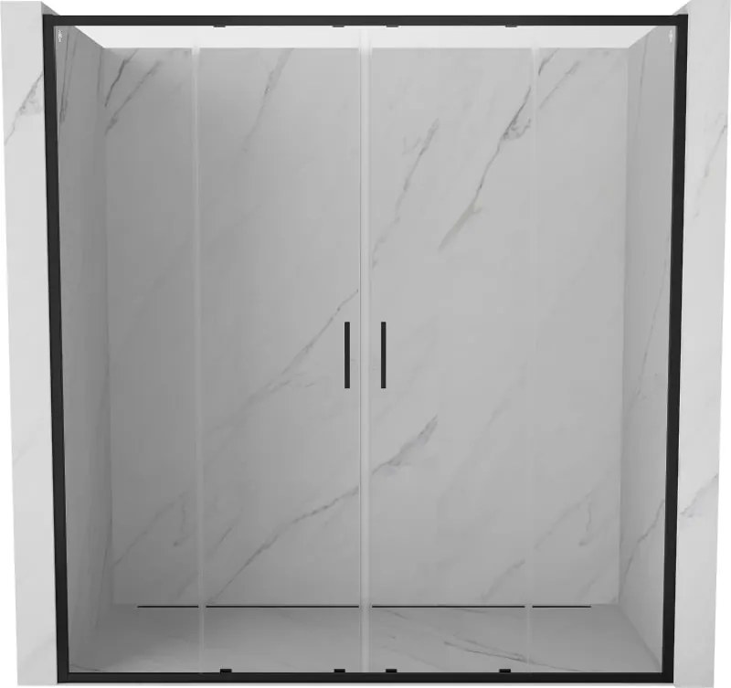 Mexen Exo portas de duche duplas de correr 180 cm, transparentes, pretas - 8152-180-000-70-00
