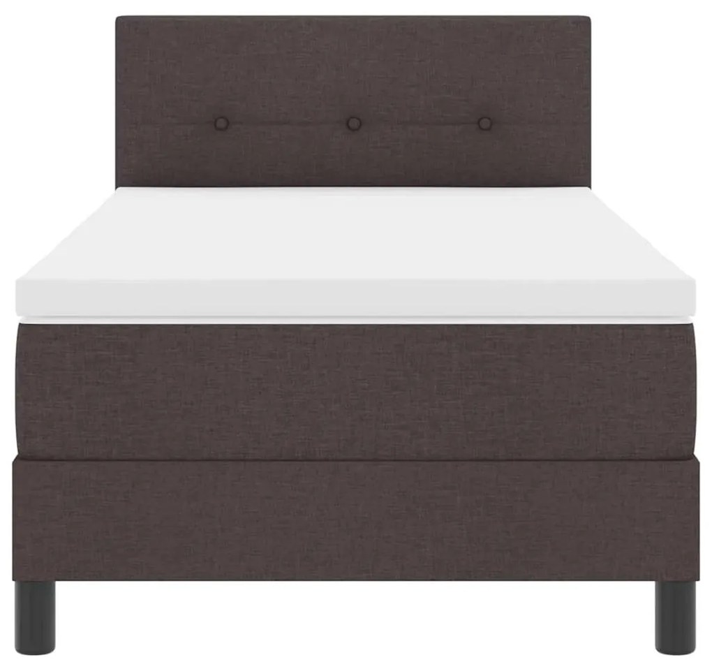 Cama Box com Colchão &amp; LED Castanho Escuro 80x200 cm Tecido