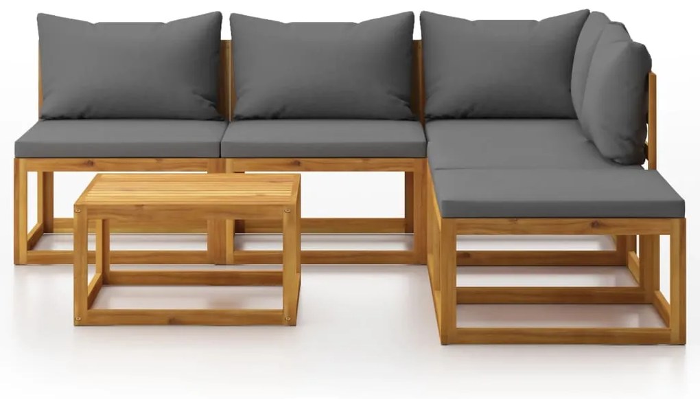 6 pcs conjunto lounge de jardim c/ almofadões acácia maciça