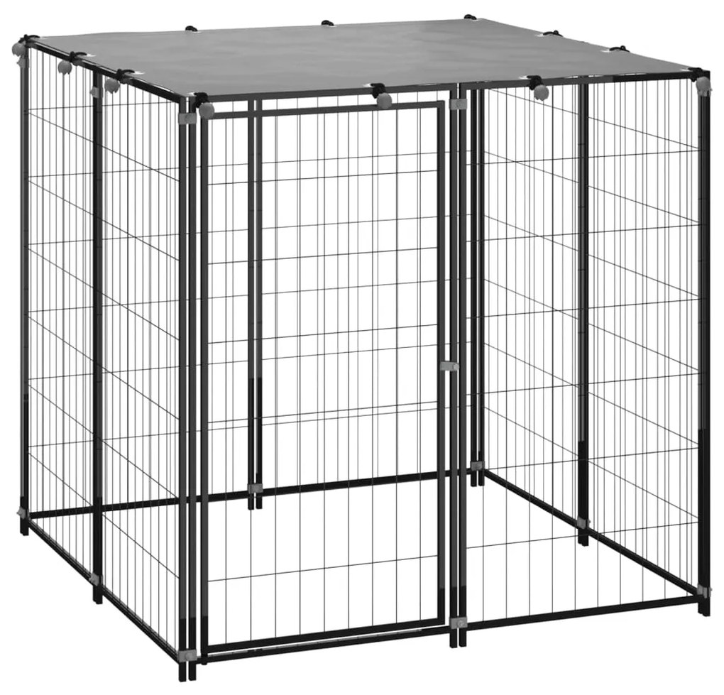 vidaXL Canil para cães 110x110x110 cm aço preto
