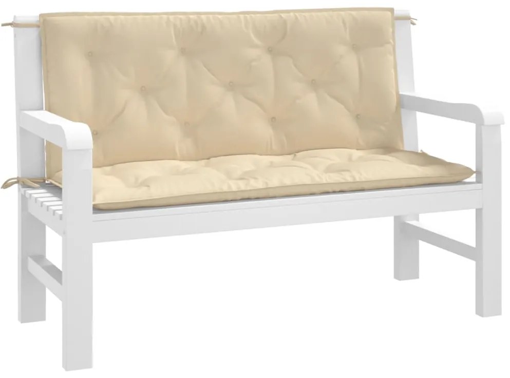 Almofadões banco jardim 2 pcs 120x50x7cm tecido oxford bege