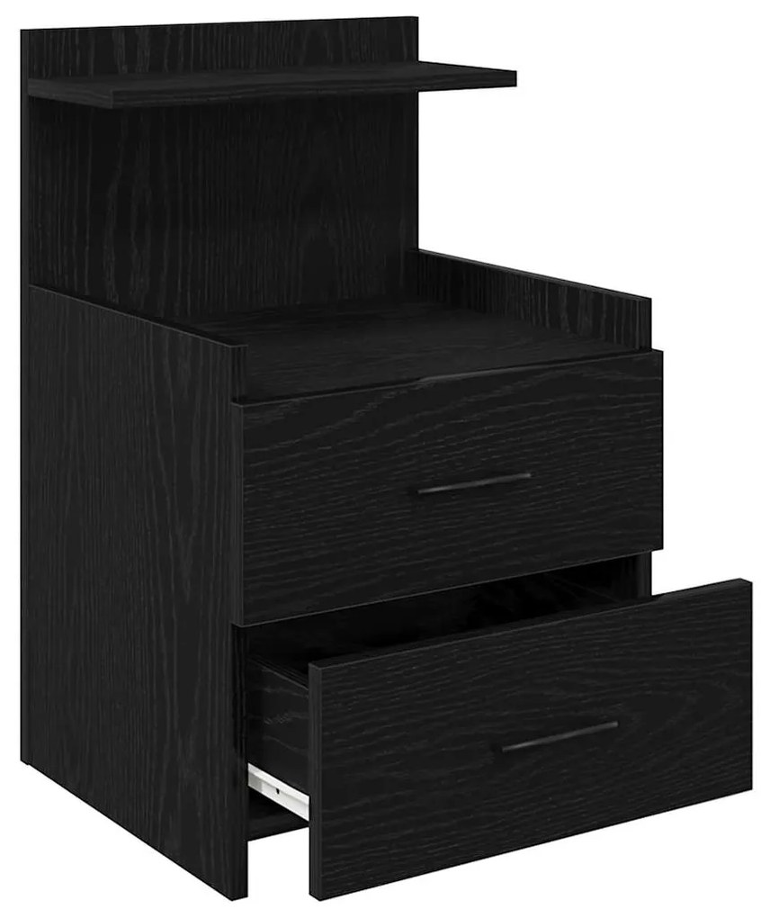 Mesas de cabeceira 2 peças com 2 gavetas pretas 40x36,5x62 cm