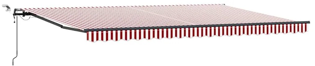 Toldo Retrátil Automático com LED Listrado Vermelho e Branco 500x300 c