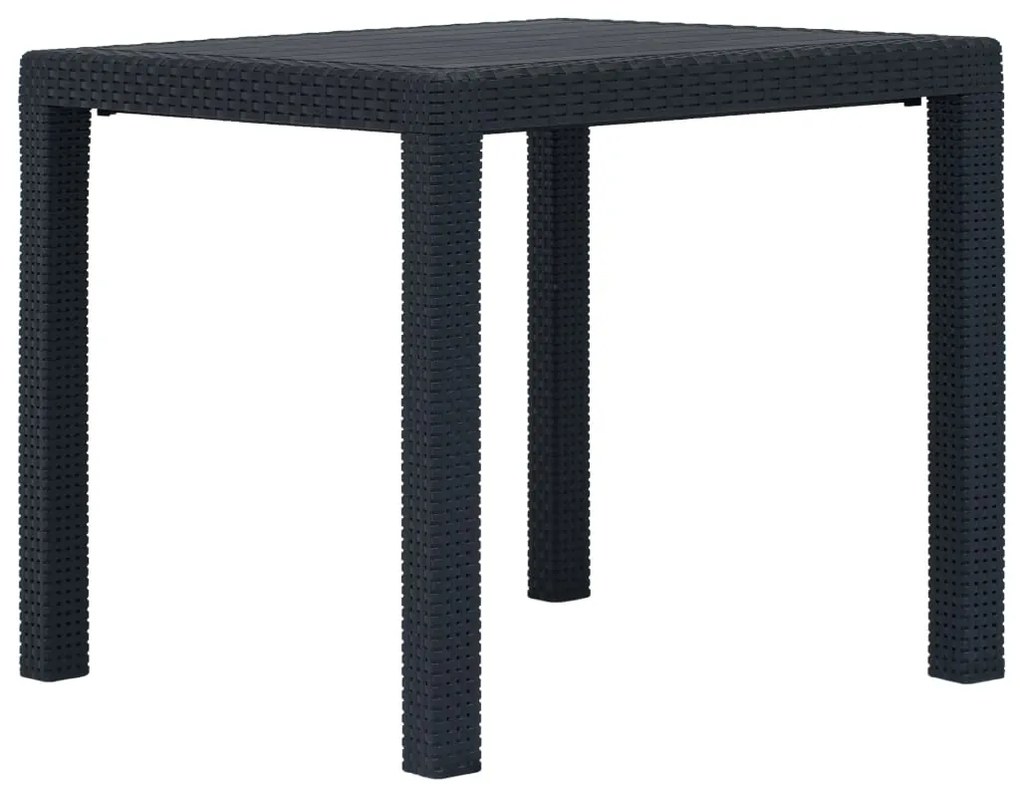 Mesa de jardim 79x79x72 cm plástico antracite c/ aspeto de vime