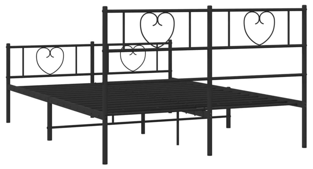 Estrutura de cama com cabeceira e pés 160x200 cm metal preto