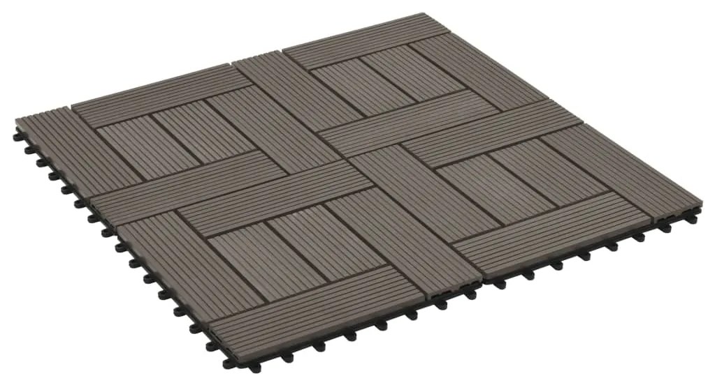 Ladrilhos de pavimento 11 pcs WPC 1m² 30x30 cm castanho escuro