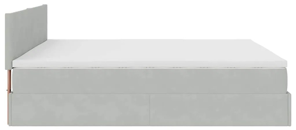 Estrutura de cama otomana com colchão 200x200 cm cinzento claro
