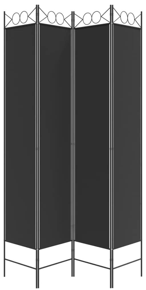 Biombo/divisória com 4 painéis 160x220 cm tecido preto