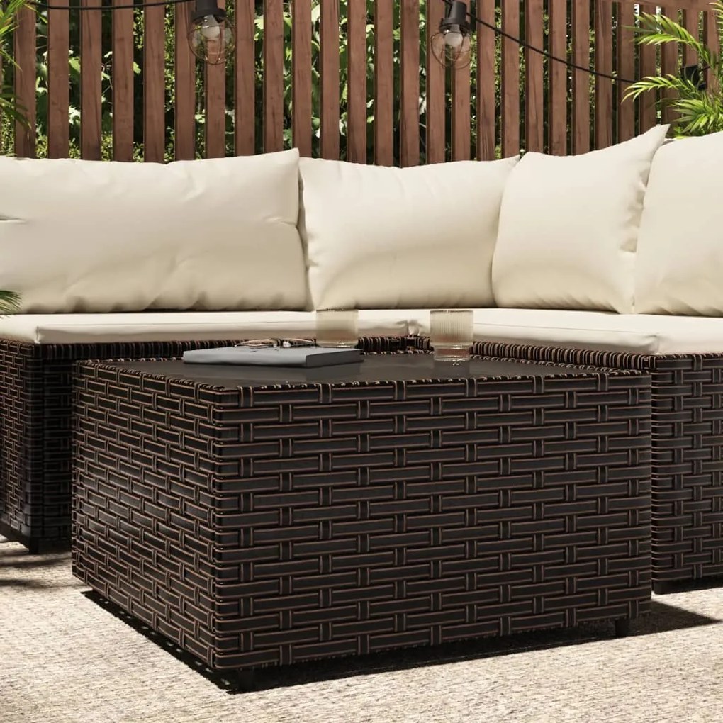 319858 vidaXL Mesa de centro para jardim quadrada 50x50x30cm vime PE castanho
