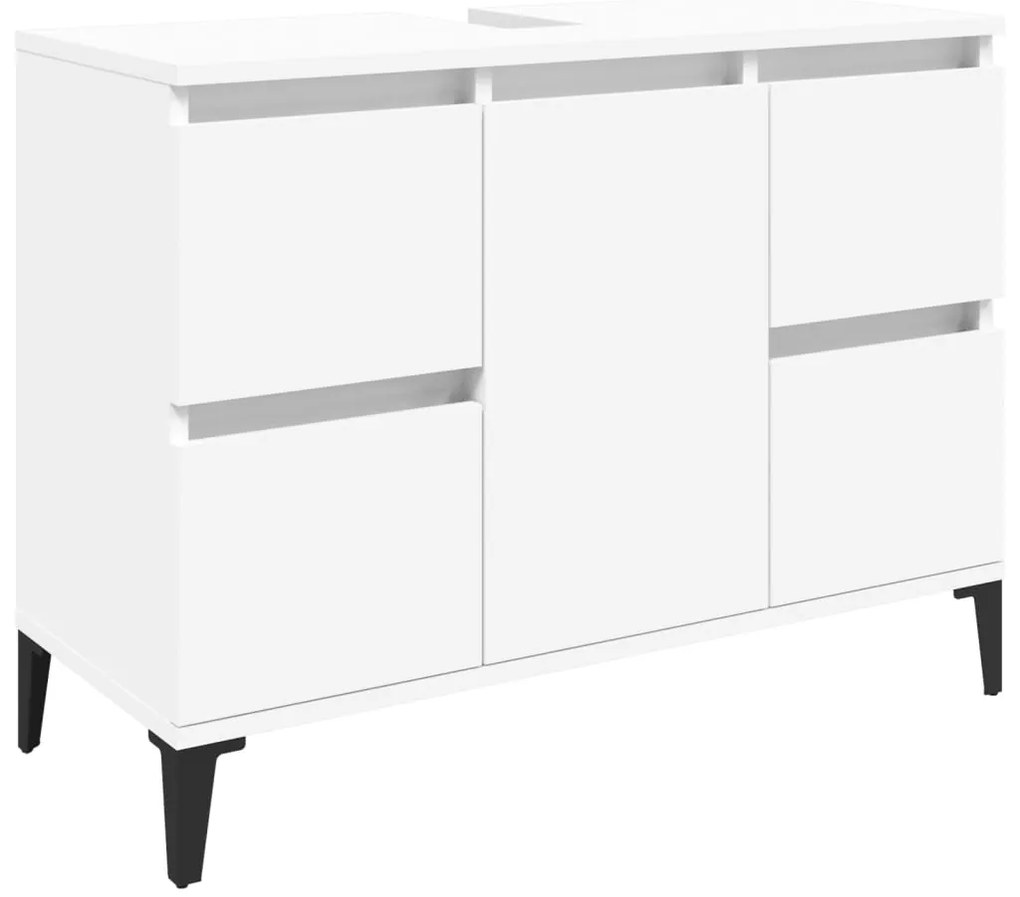 3 pcs conjunto móveis casa de banho derivados de madeira branco