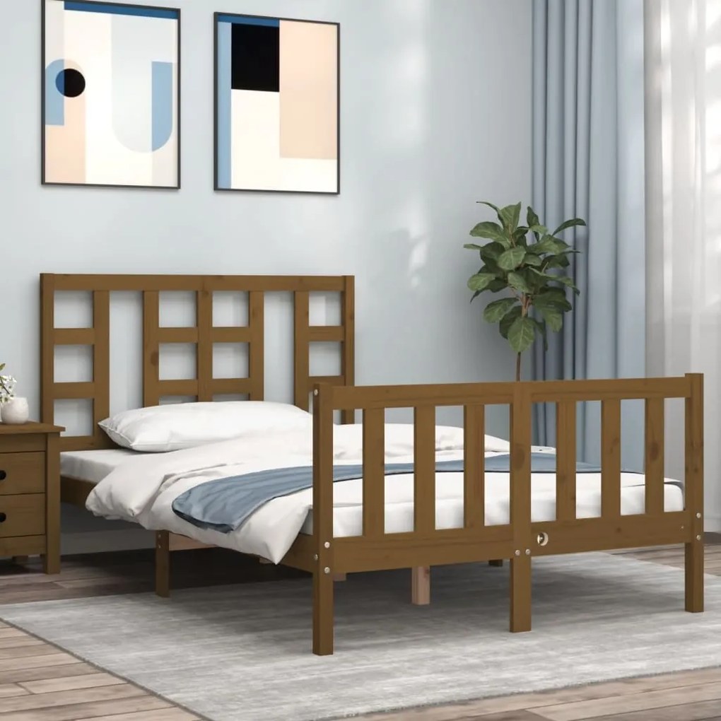 vidaXL Estrutura cama cabeceira 120x200cm madeira maciça castanho-mel