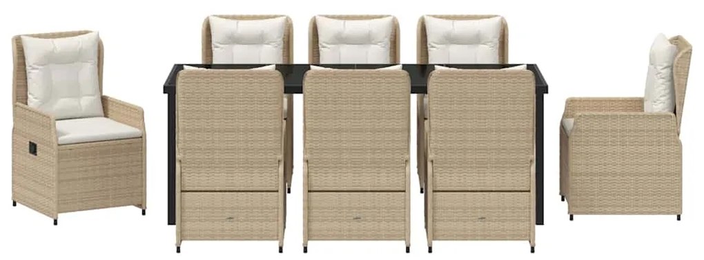 Conjunto de Jantar de Jardim 9 Peças Bege em Rattan Sintético