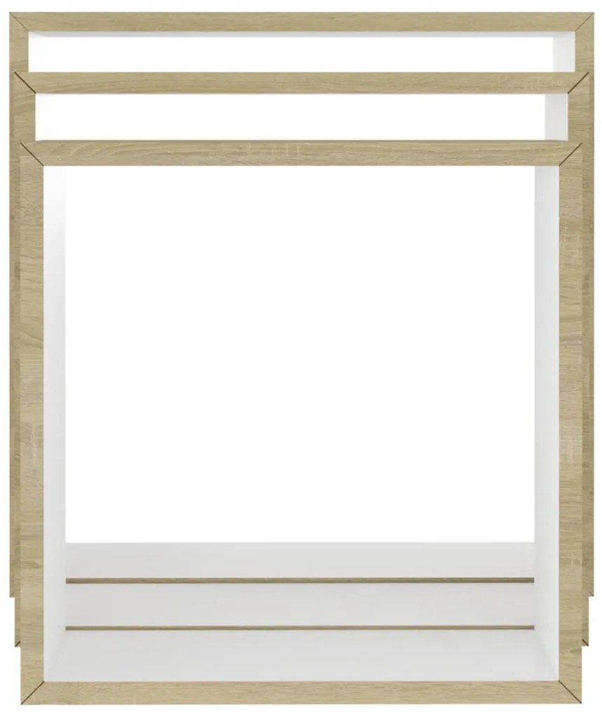 Prateleiras parede forma de cubo 3pcs cm branco/carvalho sonoma