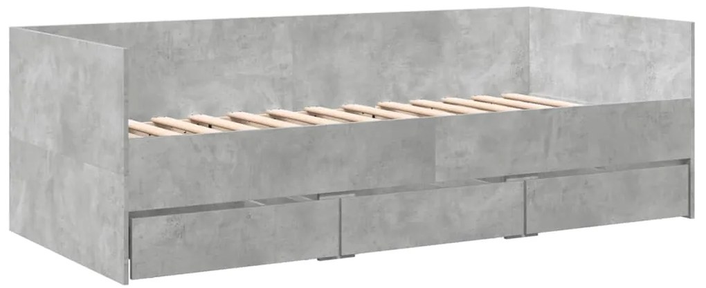 Sofá-cama com gavetas sem colchão 100x200 cm cinzento cimento