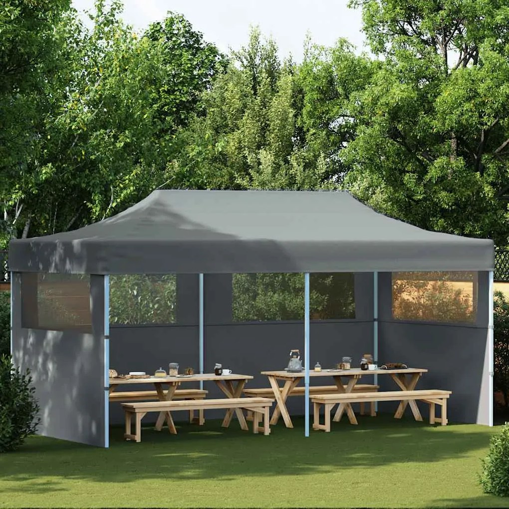 44966 vidaXL Tenda de festa pop-up dobrável paredes laterais 3x6 m antracite
