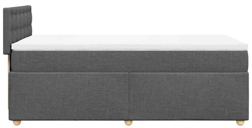 Cama box spring com colchão solteiro tecido cinzento-escuro