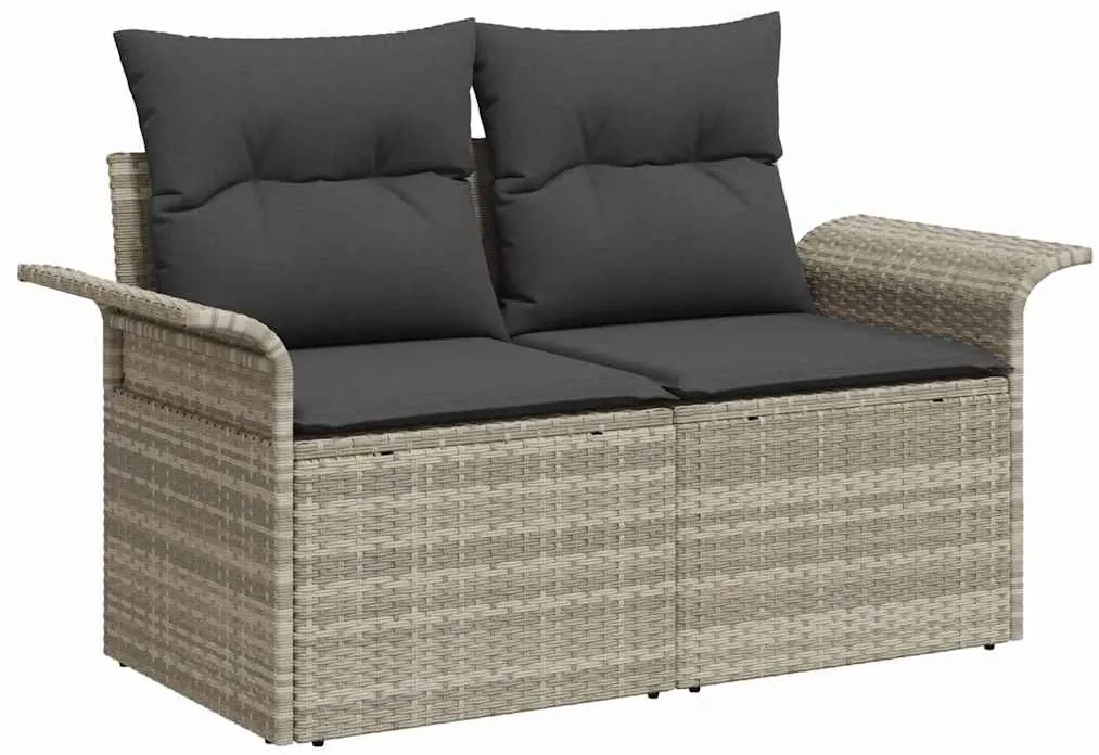 Conjunto de Sofá de Jardim vidaXL 7 Peças com Almofadas Cinza Claro de