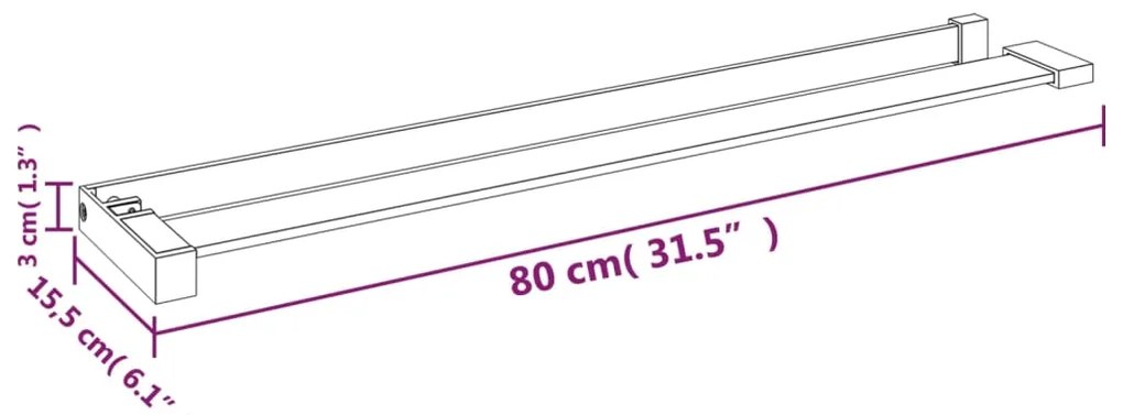 Prateleira duche p/ divisória chuveiro 80 cm alumínio cromado