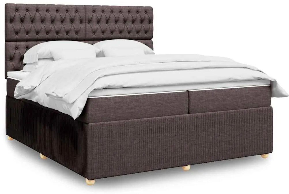 vidaXL Cama com molas/colchão 200x200 cm tecido castanho-escuro